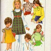 Simplicity 8374 Vintage 1960's Sewing Pattern Girls Jumper Dress Puff Sleeve Blouse - VintageStitching - Vintage Sewing Patterns