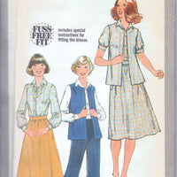 Simplicity 8439 Ladies Vest Blouse Skirt Vintage 1970's Sewing Pattern - VintageStitching - Vintage Sewing Patterns
