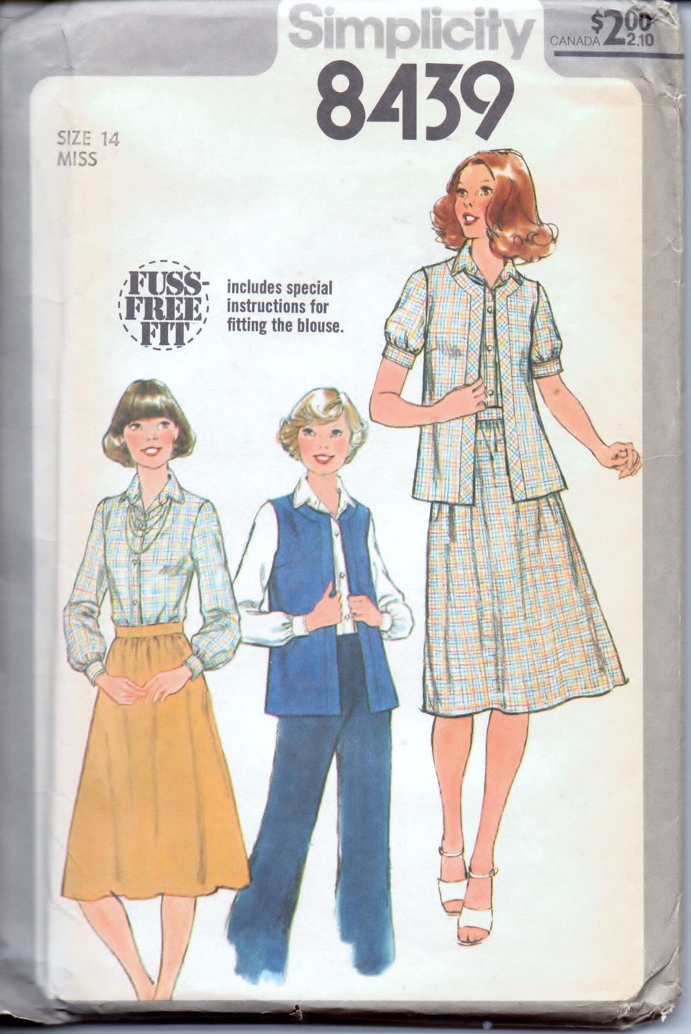 Simplicity 8439 Ladies Vest Blouse Skirt Vintage 1970's Sewing Pattern - VintageStitching - Vintage Sewing Patterns