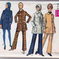 Simplicity 8451 Vintage 1960's Sewing Pattern Ladies Double Breasted Coat Pants Hat - VintageStitching - Vintage Sewing Patterns