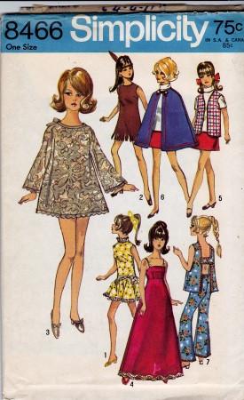 Simplicity 8466 Barbie Doll Clothes Wardrobe Vintage Pattern - VintageStitching - Vintage Sewing Patterns