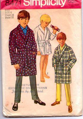 Simplicity 8471 Boys Long or Short Bath Robe Vintage Sewing Pattern - VintageStitching - Vintage Sewing Patterns