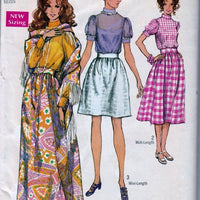 Simplicity 8699 Vintage 70's Sewing Pattern  Ladies Mini Maxi Skirt Blouse Shawl - VintageStitching - Vintage Sewing Patterns