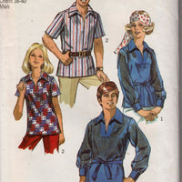 Simplicity 8711 Mens' Shirt Blouse Vintage 1970's Sewing Pattern - VintageStitching - Vintage Sewing Patterns
