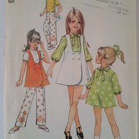 Simplicity 8716 Vintage Sewing Pattern Girls Jumper Tunic Dress Pants - VintageStitching - Vintage Sewing Patterns