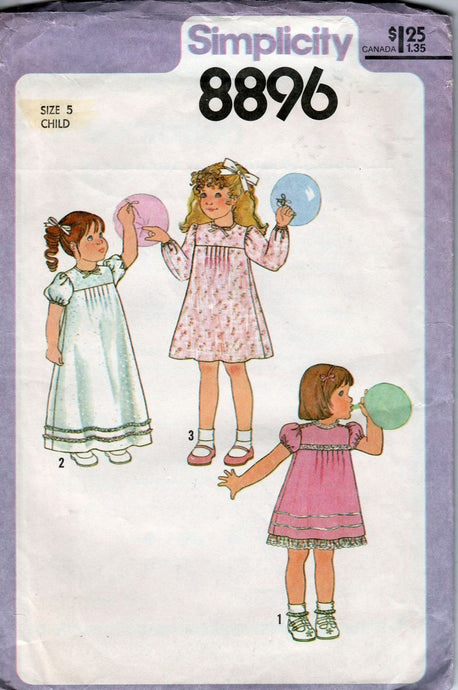 Simplicity 8896 Vintage 70's Pattern Little Girls Dress  Mini Long Length - VintageStitching - Vintage Sewing Patterns