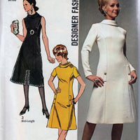 Simplicity 9058 Vintage 1970's Sewing Pattern Ladies Princess Seam Dress Roll Collar - VintageStitching - Vintage Sewing Patterns