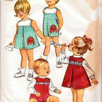 Simplicity 9128 Toddlers' Dress Blouse Overalls Vintage 70's Pattern - VintageStitching - Vintage Sewing Patterns
