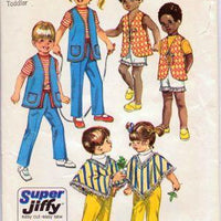 Simplicity 9184 Toddlers Pants Shorts Vest Poncho Vintage Pattern - VintageStitching - Vintage Sewing Patterns