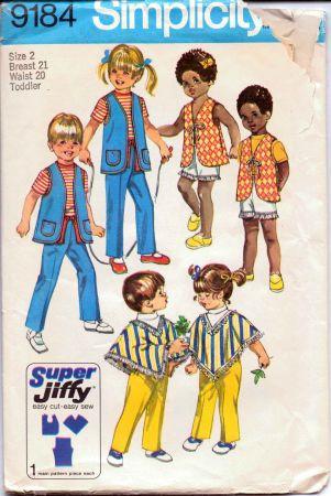 Simplicity 9184 Toddlers Pants Shorts Vest Poncho Vintage Pattern - VintageStitching - Vintage Sewing Patterns