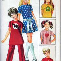 Simplicity 9241 Girls' Mini Dress and Pants Vintage 1970's Sewing Pattern - VintageStitching - Vintage Sewing Patterns