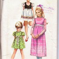 Simplicity 9293 Vintage 1970's Sewing Pattern Little Girls Dress Empire Waistline Bolero Jacket - VintageStitching - Vintage Sewing Patterns