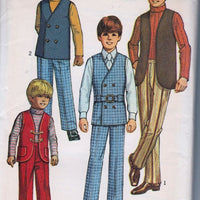 Simplicity 9336 Vintage 1970's Sewing Pattern Boys Shirt Pants Reversible Vest Belt - VintageStitching - Vintage Sewing Patterns