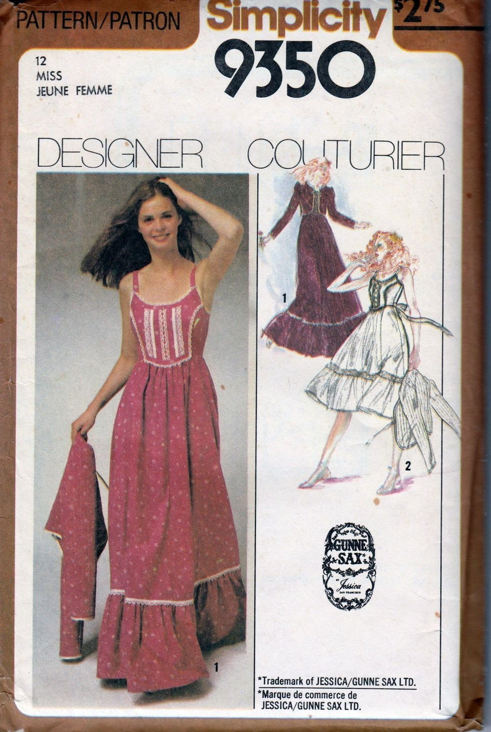 Simplicity 9350 Ladies Sundress Gown Jacket Vintage Sewing Pattern 1970's Designer Couturier - VintageStitching - Vintage Sewing Patterns