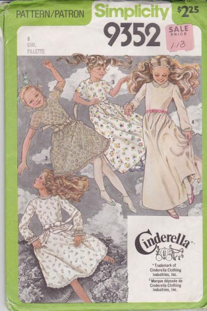 Simplicity 9352 Girls Dress Vintage Sewing Pattern 1970's - VintageStitching - Vintage Sewing Patterns