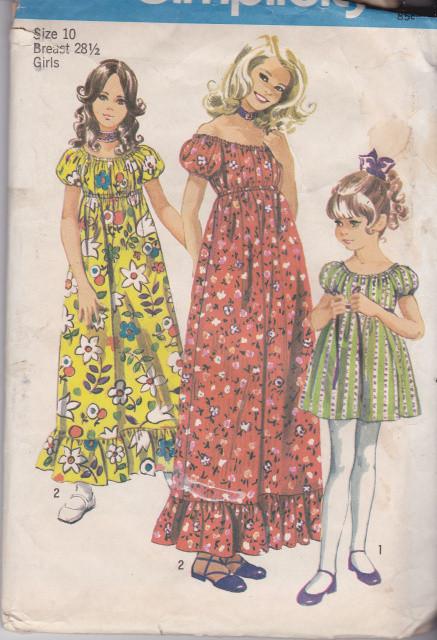 Simplicity 9389 Girls Long or Short Dress Vintage Sewing Pattern - VintageStitching - Vintage Sewing Patterns