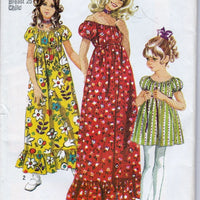 Simplicity 9389 Vintage 1970's Sewing Pattern Girls Dress Above Knee Gown - VintageStitching - Vintage Sewing Patterns