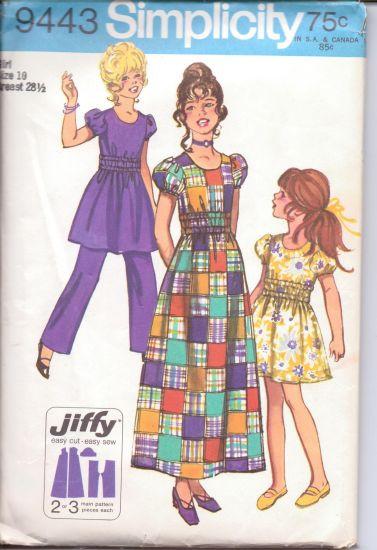 Simplicity 9443 Girls Jiffy Dress Pants Vintage Sewing Pattern 1970's - VintageStitching - Vintage Sewing Patterns