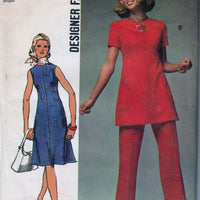 Simplicity 9456 Vintage 70's Sewing Pattern Ladies Empire Waist Dress Tunic Pants - VintageStitching - Vintage Sewing Patterns