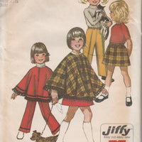 Simplicity 9531 Vintage 1960's Sewing Pattern Girls Fringe Trim Poncho Skirt Pants Jiffy - VintageStitching - Vintage Sewing Patterns