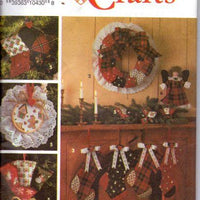 Simplicity 9796 Christmas Crafts Sewing Pattern Tree Skirt Wreath Stocking Tree Topper - VintageStitching - Vintage Sewing Patterns