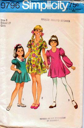 Simplicity 9796 Little Girls' Princess Dress Vintage 1970's Pattern - VintageStitching - Vintage Sewing Patterns