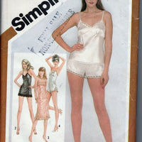 Simplicity 9859 Vintage 80's Sewing Pattern Ladies Lingerie Slip Teddy Camisole Pants - VintageStitching - Vintage Sewing Patterns