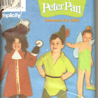 Simplicity 9862 Disney Peter Pan Captain Hook Tinkerbell Halloween Costume Pattern Children Boy Girl - VintageStitching - Vintage Sewing Patterns