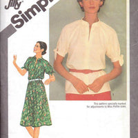 Simplicity 9872 Vintage 1980's Sewing Pattern Ladies Dress Pull Over Top Tied Raglan Sleeves - VintageStitching - Vintage Sewing Patterns