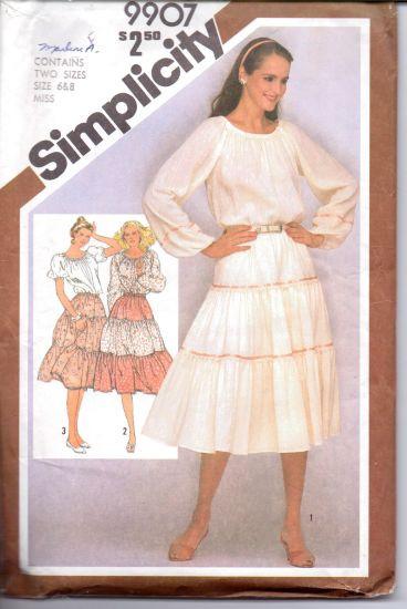 Simplicity 9907 Ladies Skirt Blouse Vintage Sewing Pattern - VintageStitching - Vintage Sewing Patterns
