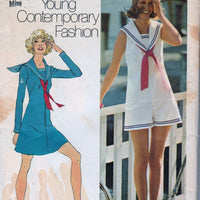 Simplicity 9982 Vintage 1970's Sewing Pattern Ladies Mini Sailor Dress Pantdress Romper - VintageStitching - Vintage Sewing Patterns
