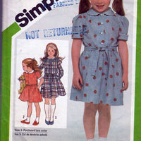 Simplicity 9988 Vintage 1980's Sewing Pattern Little Girls Dress Peter Pan Collar - VintageStitching - Vintage Sewing Patterns