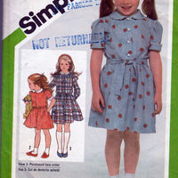 Simplicity 9988 Vintage 1980's Sewing Pattern Little Girls Dress Peter Pan Collar - VintageStitching - Vintage Sewing Patterns