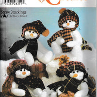 Simplicity Crafts 4845 Snowman Sewing Pattern Christmas Straw Stockings - VintageStitching - Vintage Sewing Patterns