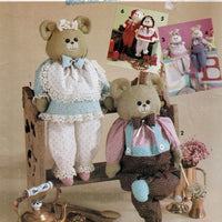 Simplicity Crafts 7548 0606 Bear Bunny Rabbit Dolls With Clothing Sewing Pattern - VintageStitching - Vintage Sewing Patterns