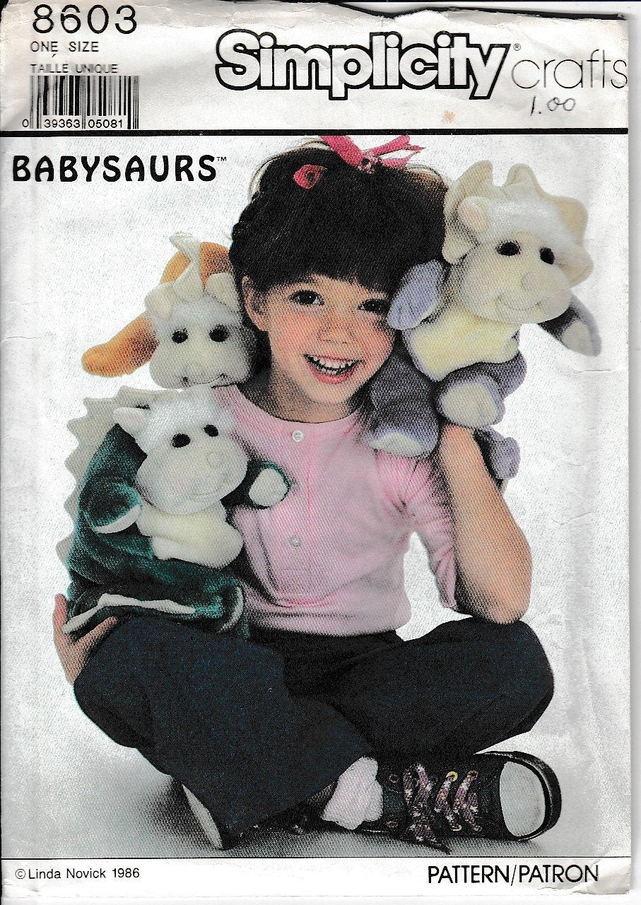 Simplicity Crafts 8603 Babysaurs Dinosaur Stuffed Vintage