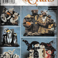 Simplicity Crafts 8938 Bear Cat Snowman Penguin Bunny Rabbit Sewing Pattern Christmas - VintageStitching - Vintage Sewing Patterns