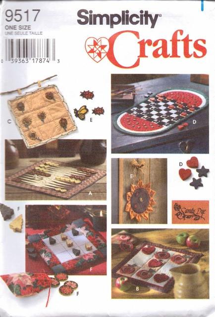 Simplicity Crafts 9517 Backgammon Checkers Tic-Tac-Toe Game Boards Sewing Pattern - VintageStitching - Vintage Sewing Patterns