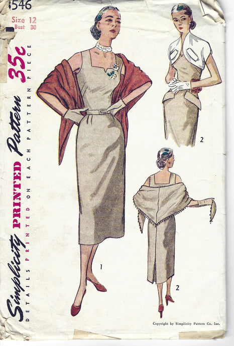 Simplicity 3546 dress bolero stole vintage pattern