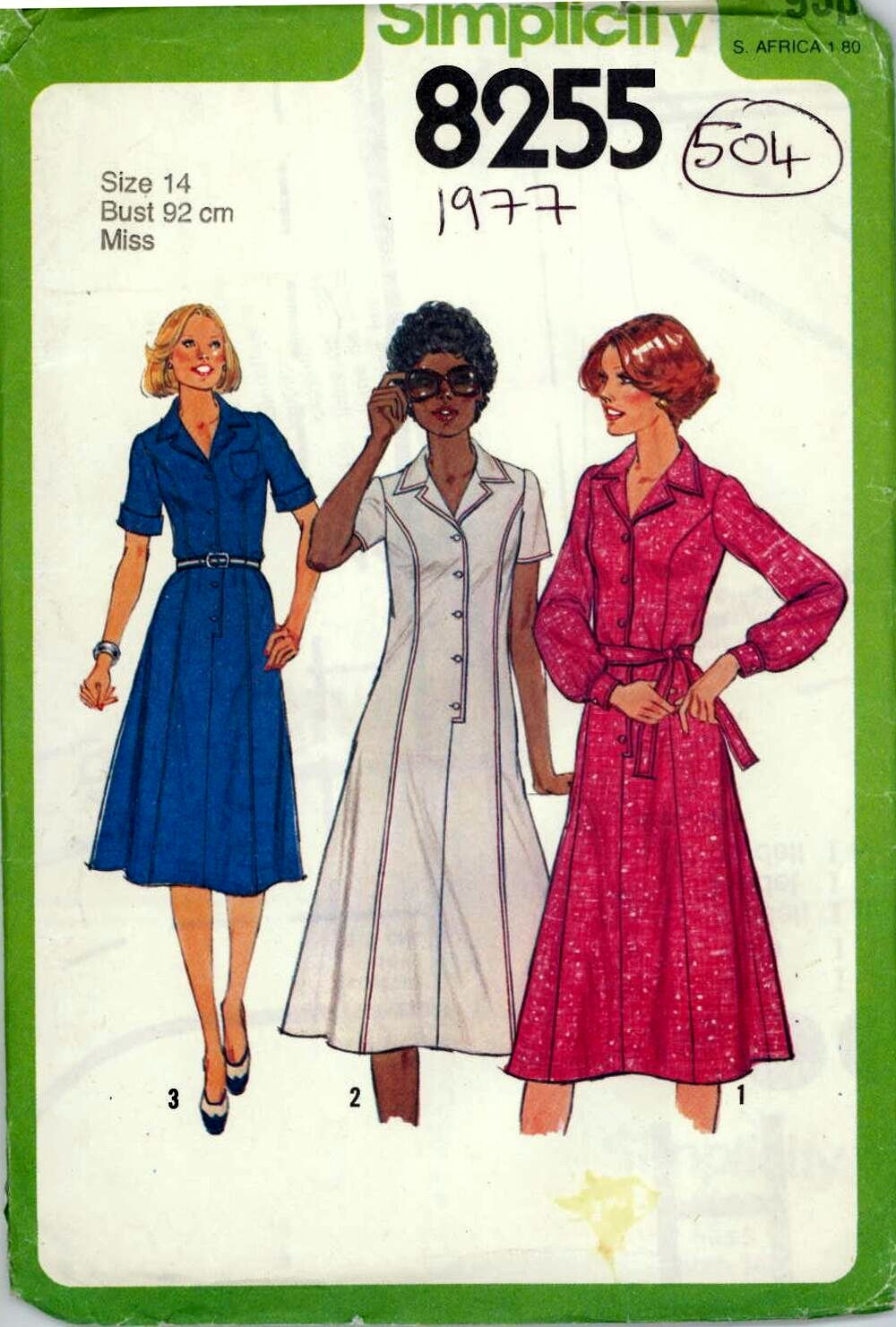 simplicity 8255 shirtwaist dress vintage pattern