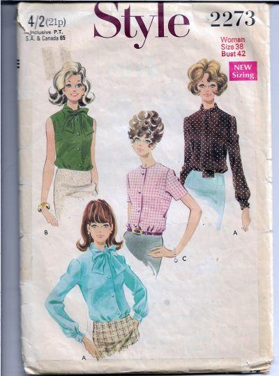 Style 2273 Vintage Sewing Pattern 1960s Ladies Blouse - VintageStitching - Vintage Sewing Patterns