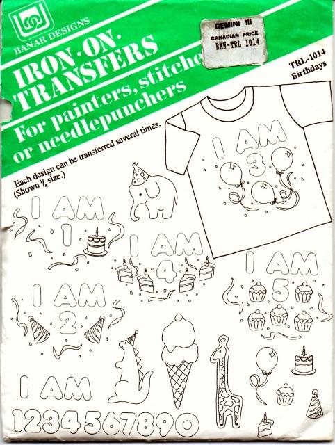 Vintage Iron-On Transfer Pattern Banar Designs Birthdays TLR-1014 - VintageStitching - Vintage Sewing Patterns