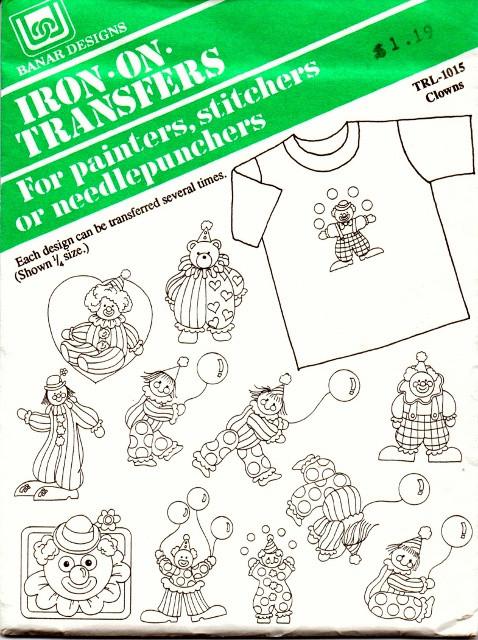 Vintage Iron-On Transfer Pattern Banar Designs Clowns TRL-1015 - VintageStitching - Vintage Sewing Patterns