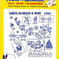 Vintage Transfer Pattern Aunt Martha's Santa Reindeer 3860 - VintageStitching - Vintage Sewing Patterns