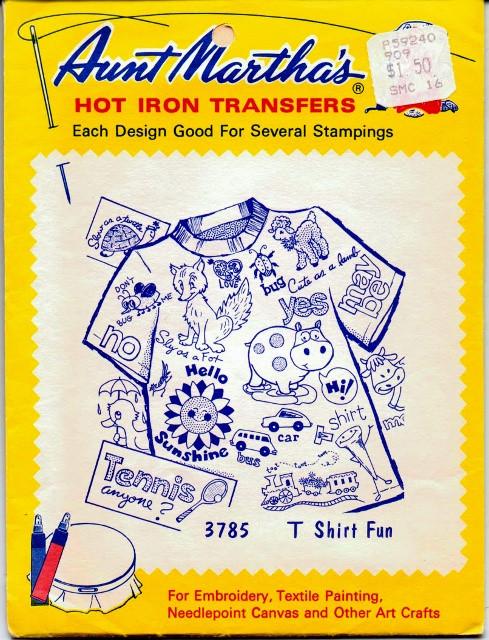 Vintage Transfer Pattern Aunt Martha's T-Shirt Fun 3785 - VintageStitching - Vintage Sewing Patterns