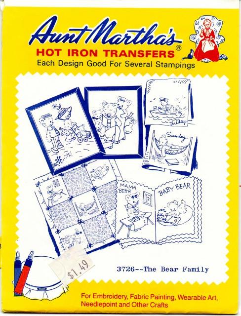 Vintage Transfer Pattern Aunt Martha's The Bear Family 3726 - VintageStitching - Vintage Sewing Patterns