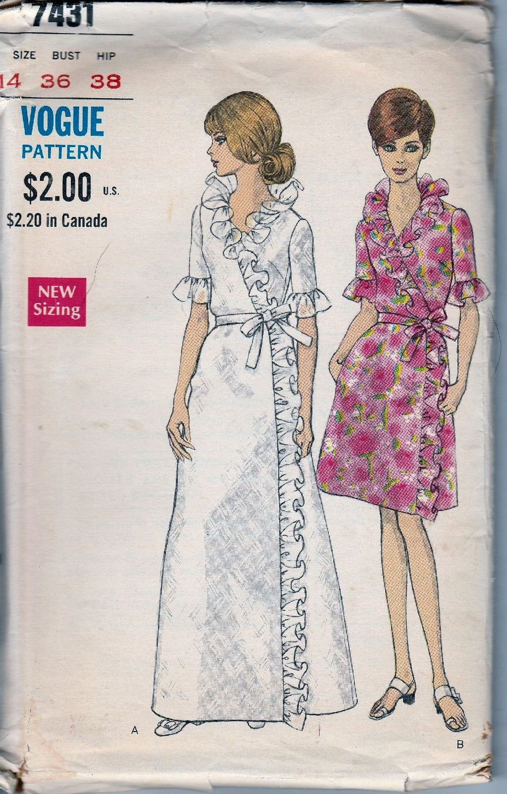 Vogue 7431 Vintage Sewing Pattern 1960's Ladies Ruffle Robe Lingerie - VintageStitching - Vintage Sewing Patterns