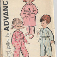 Advance 9944 Toddlers Boys Girls Pajamas Robe Vintage  Sewing Pattern 1960s - VintageStitching - Vintage Sewing Patterns