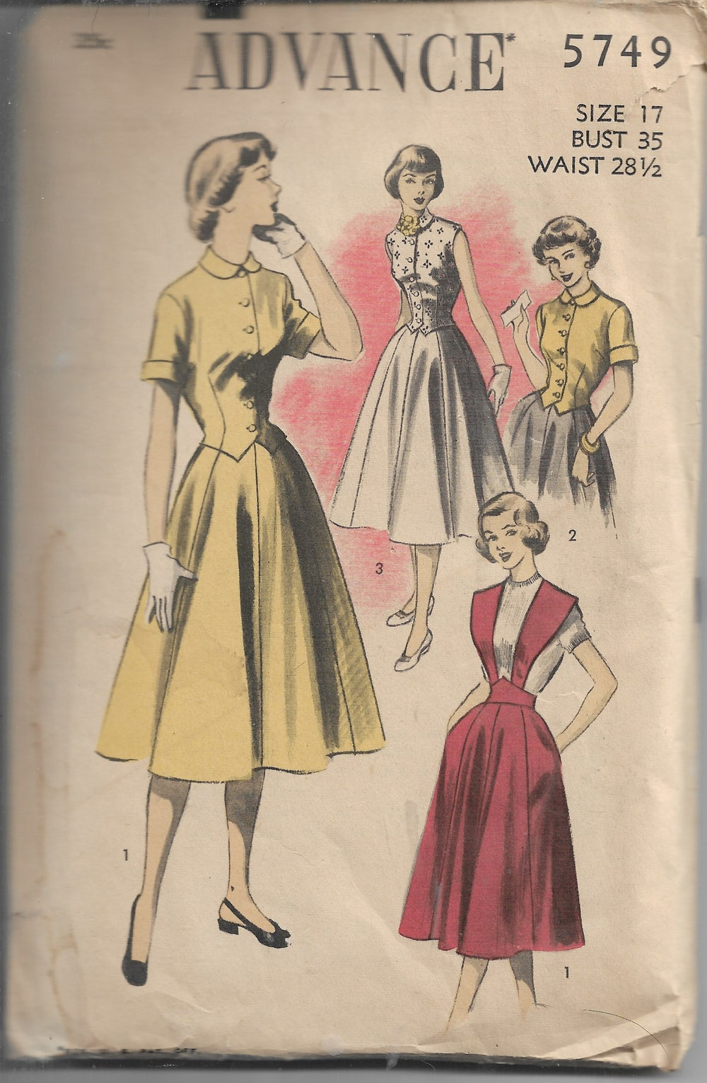 advance 5749 suspender skirt vintage pattern