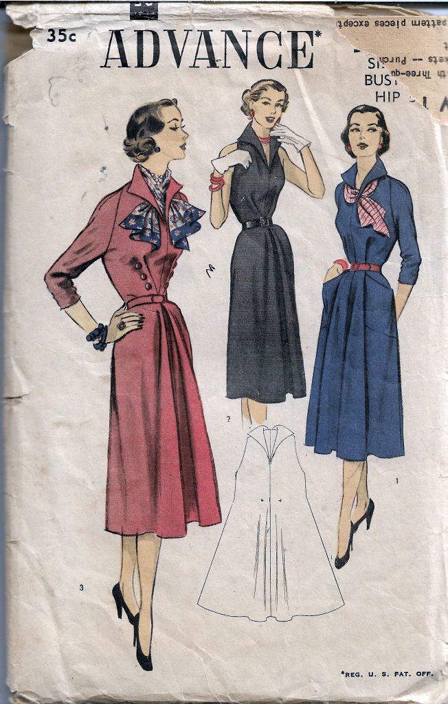 Advance 5871 Ladies Tent Dress Vintage Sewing Pattern 1950s
